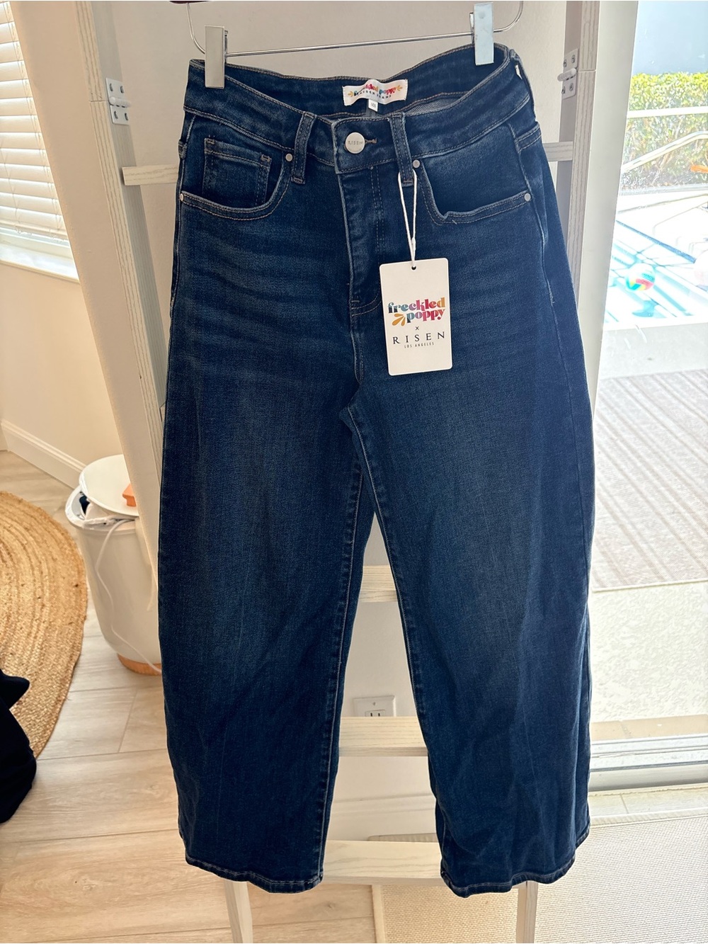 NWT Rise  Freckled Poppy Dark Indigo High-Rise Wide Leg Jeans size 1